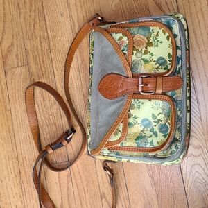 Patricia Nash floral leather crossbody satchel